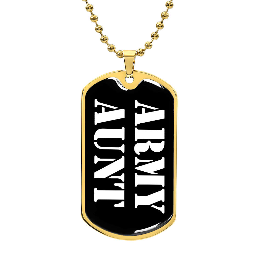 Army Aunt v3 - 18k Gold Finished Luxury Dog Tag Necklace