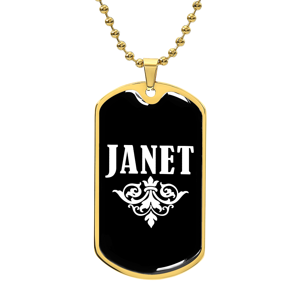 Janet v03a - 18k Gold Finished Luxury Dog Tag Necklace