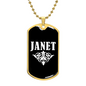 Janet v03a - 18k Gold Finished Luxury Dog Tag Necklace