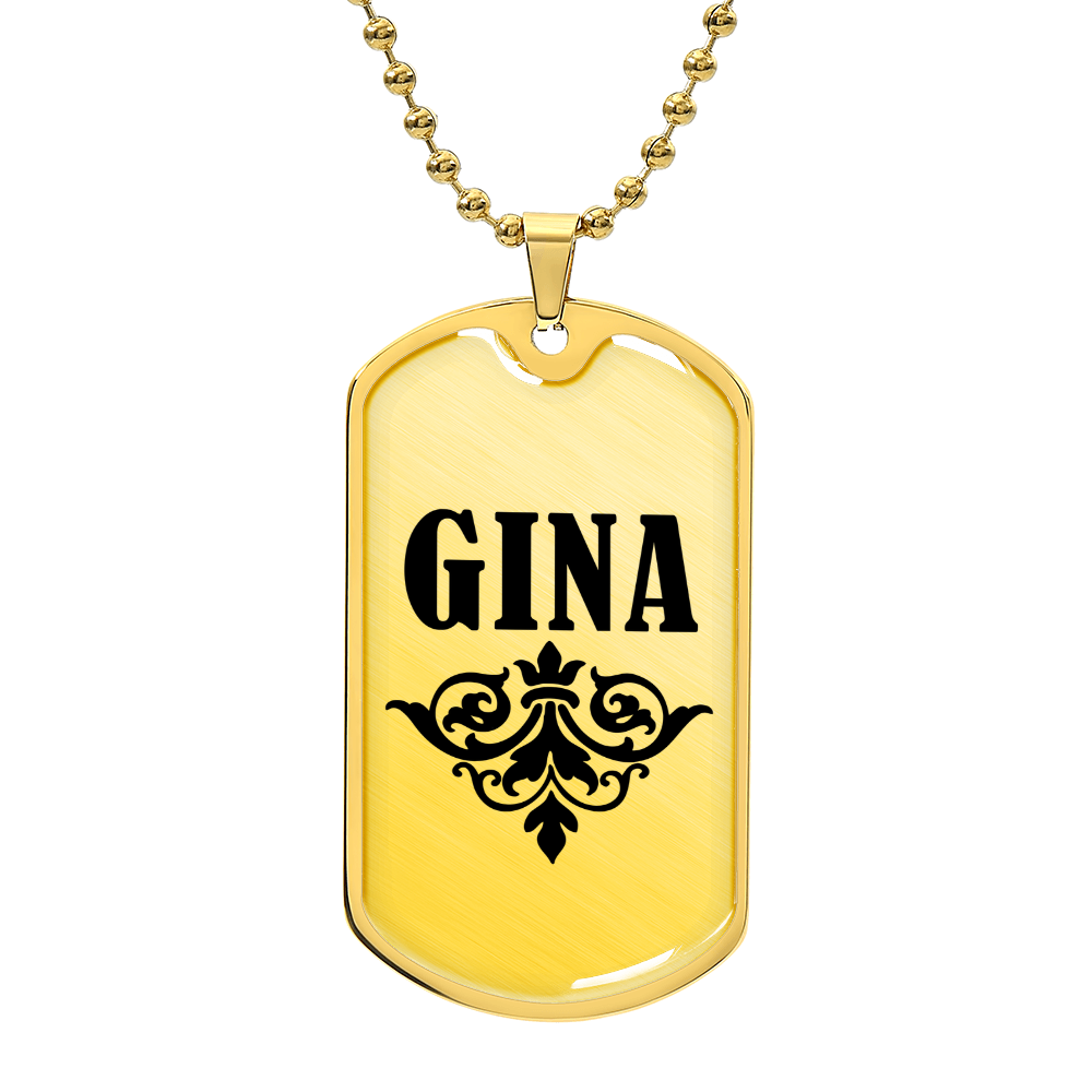 Gina v01a - 18k Gold Finished Luxury Dog Tag Necklace