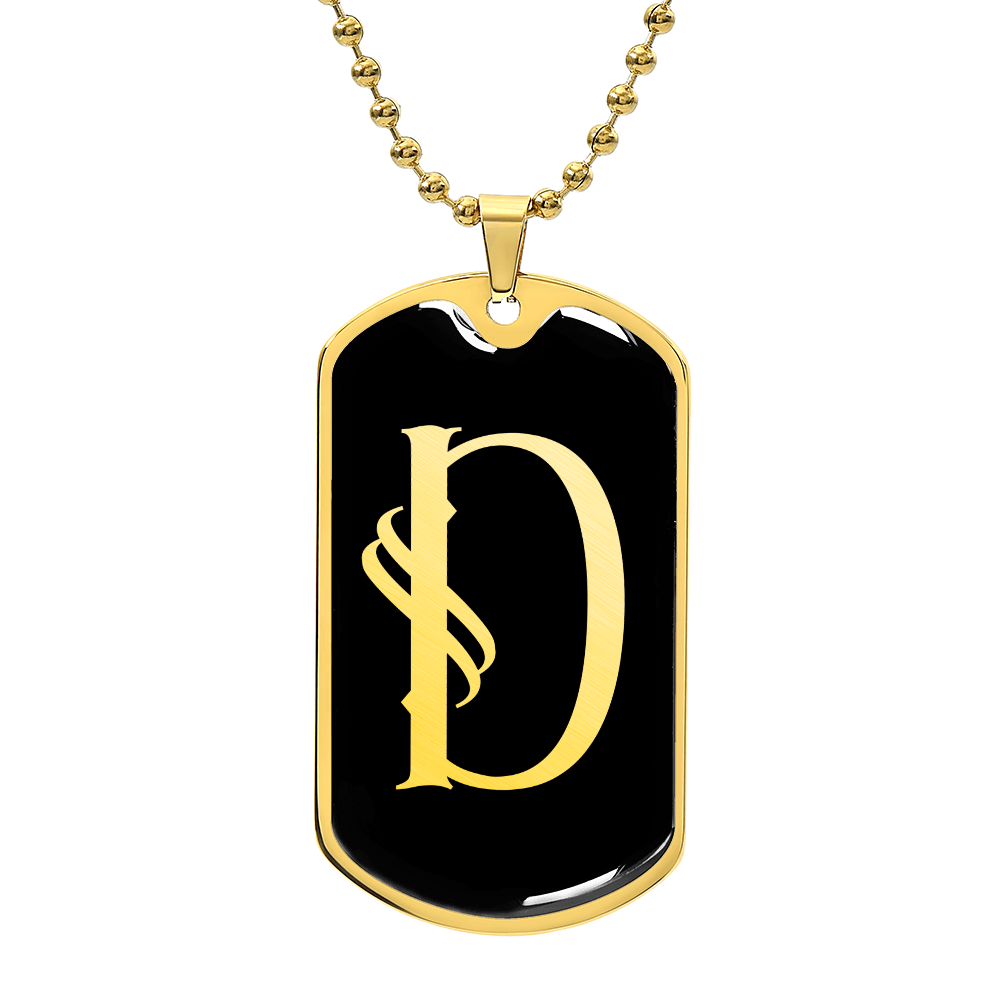 Initial D v001-32 - 18k Gold Finished Luxury Dog Tag Necklace