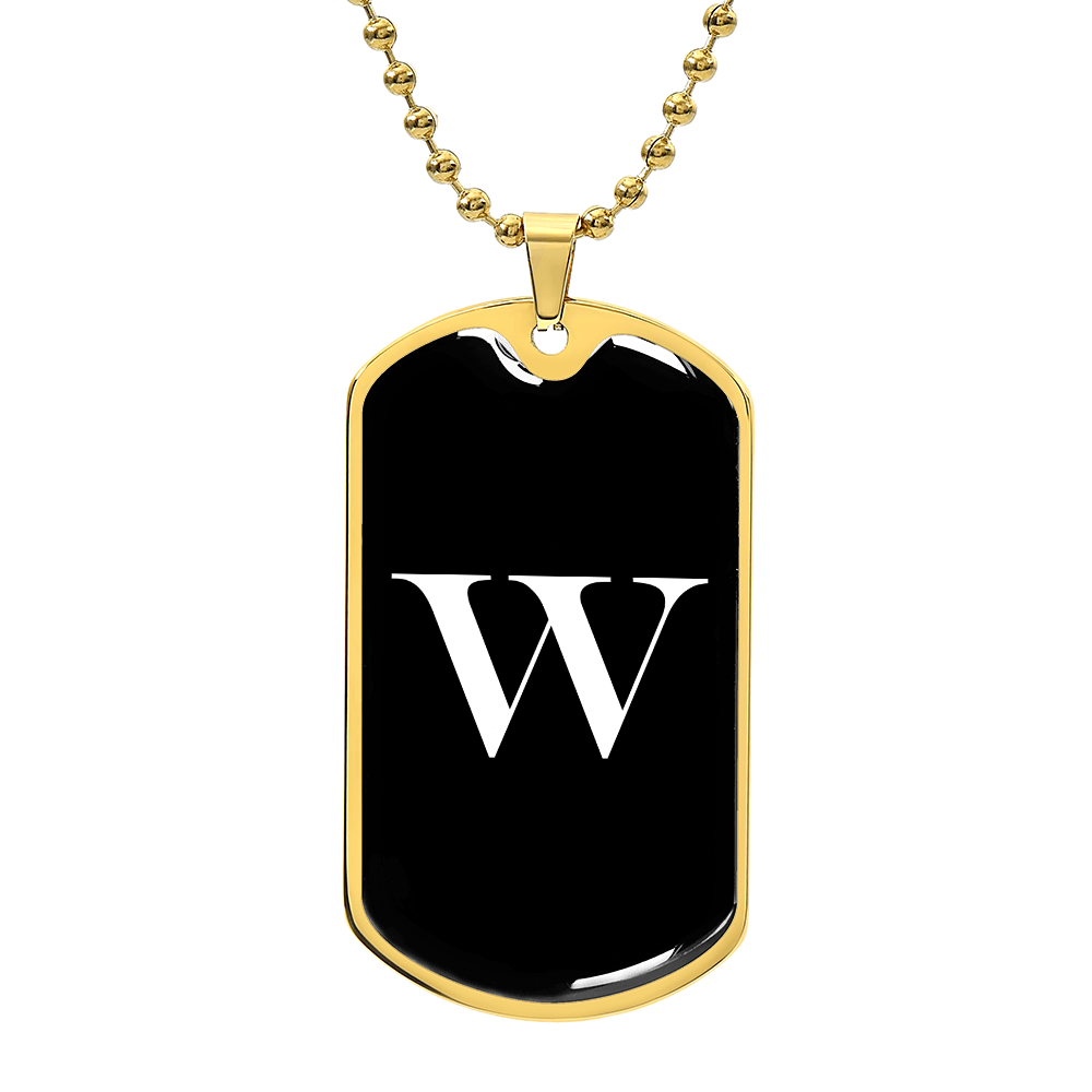Initial W v3a - 18k Gold Finished Luxury Dog Tag Necklace