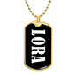 Lora v01w - 18k Gold Finished Luxury Dog Tag Necklace