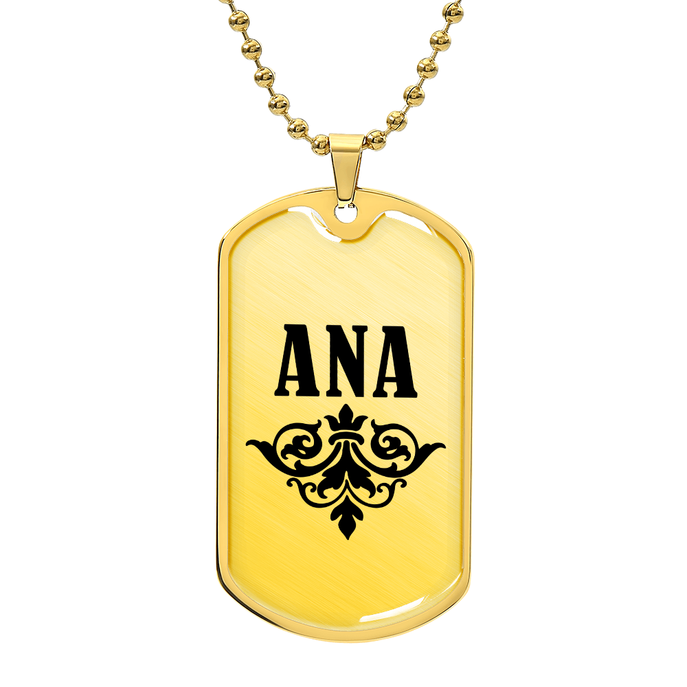 Ana v01a - 18k Gold Finished Luxury Dog Tag Necklace