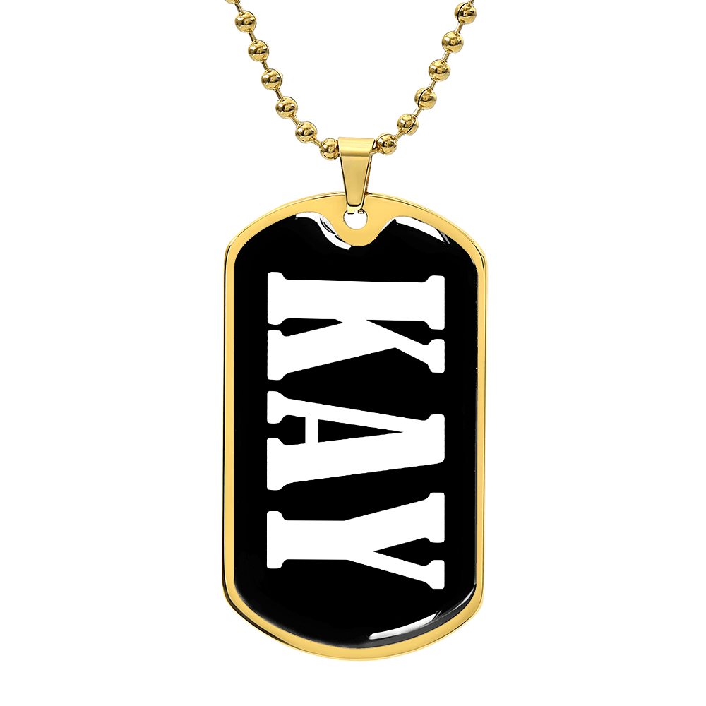 Kay v01w - 18k Gold Finished Luxury Dog Tag Necklace