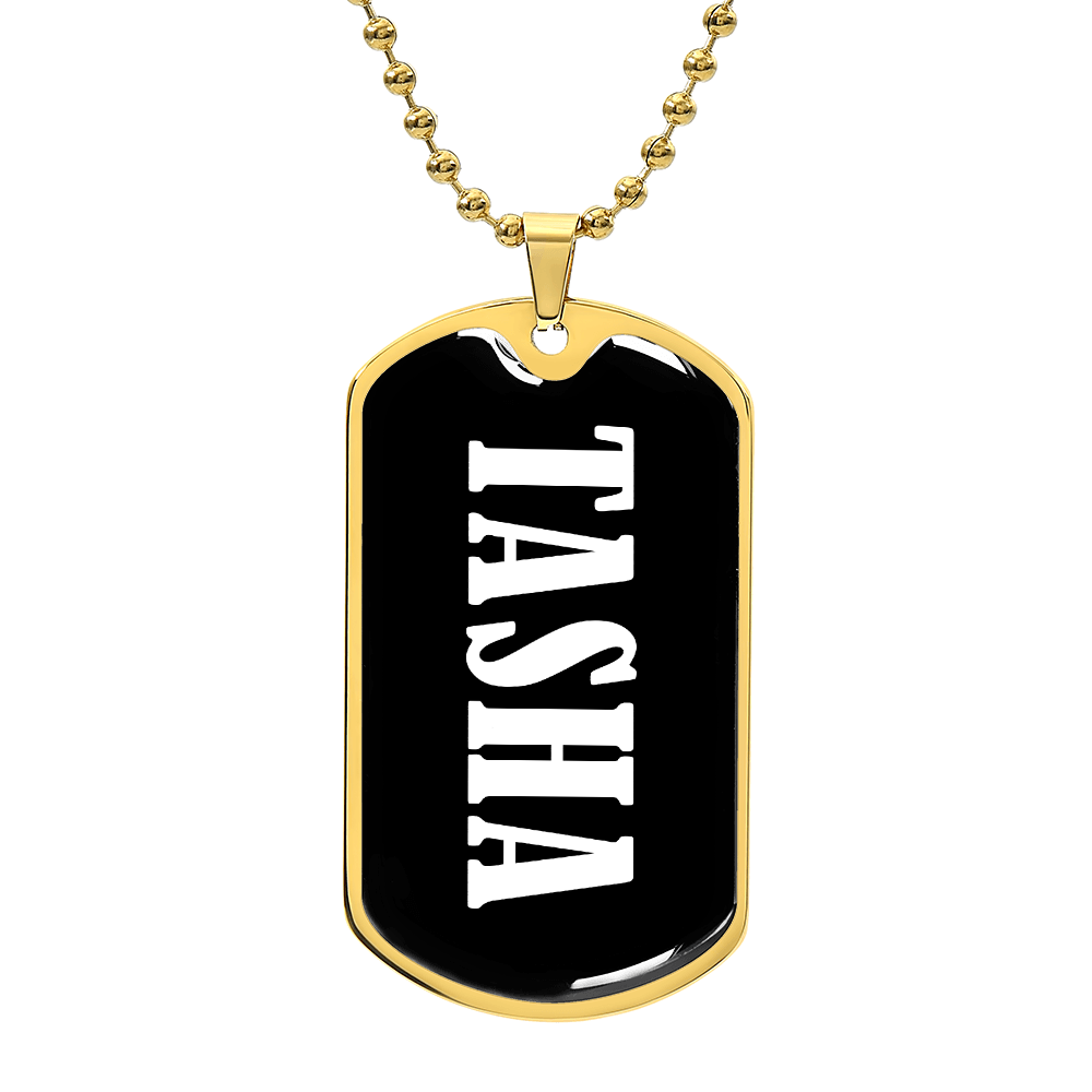 Tasha v03 - 18k Gold Finished Luxury Dog Tag Necklace