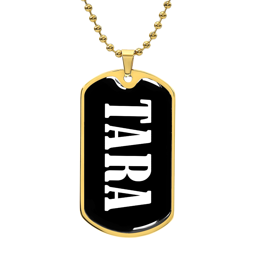 Tara v01w - 18k Gold Finished Luxury Dog Tag Necklace
