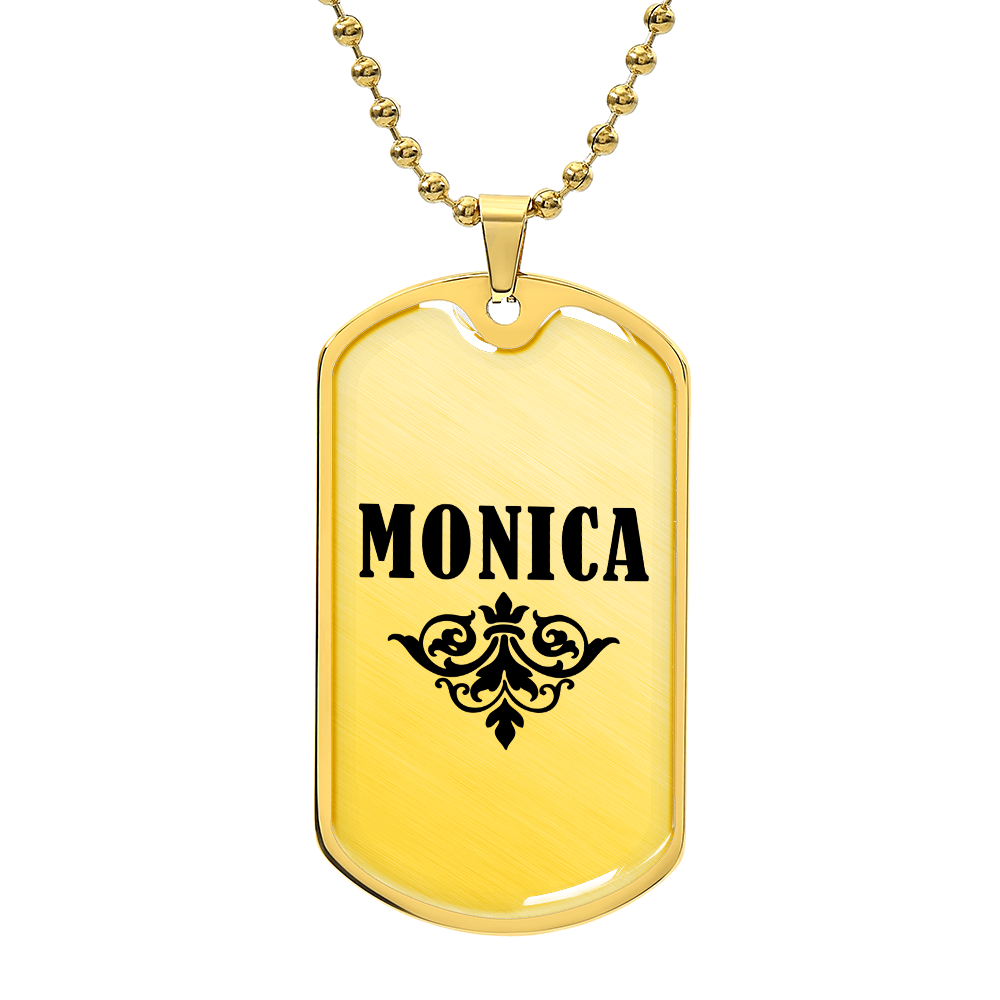 Monica v01a - 18k Gold Finished Luxury Dog Tag Necklace