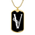 Initial V v001-33 - 18k Gold Finished Luxury Dog Tag Necklace