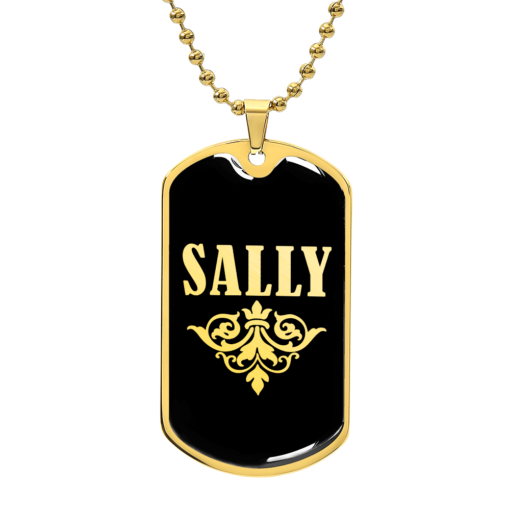 Sally v02a - 18k Gold Finished Luxury Dog Tag Necklace