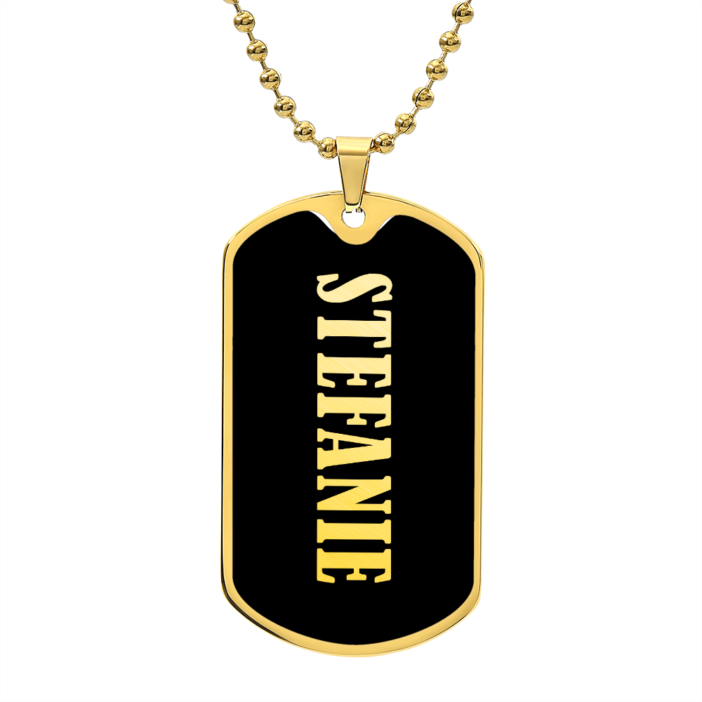 Stefanie v02 - 18k Gold Finished Luxury Dog Tag Necklace
