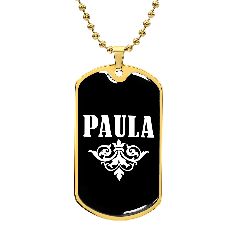 Paula v03a - 18k Gold Finished Luxury Dog Tag Necklace