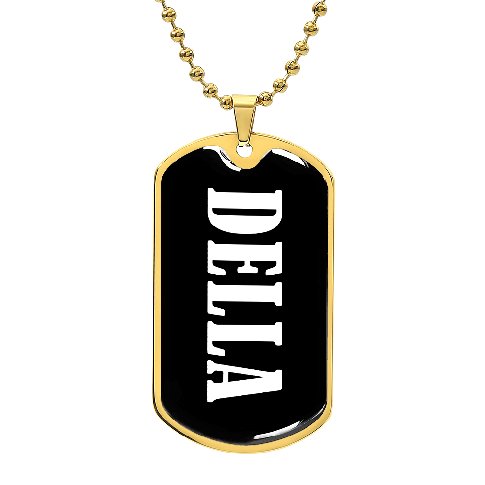 Della v01w - 18k Gold Finished Luxury Dog Tag Necklace