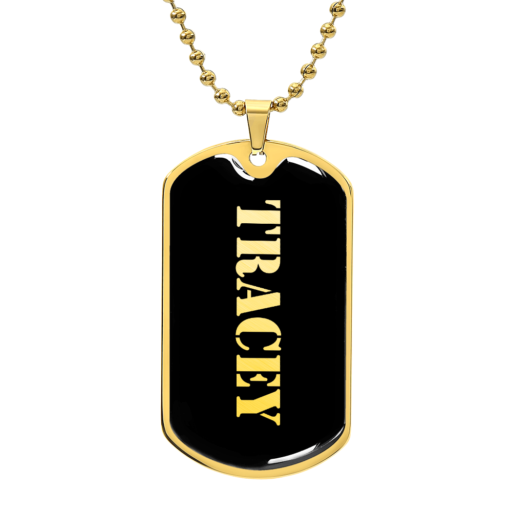 Tracey v2 - 18k Gold Finished Luxury Dog Tag Necklace