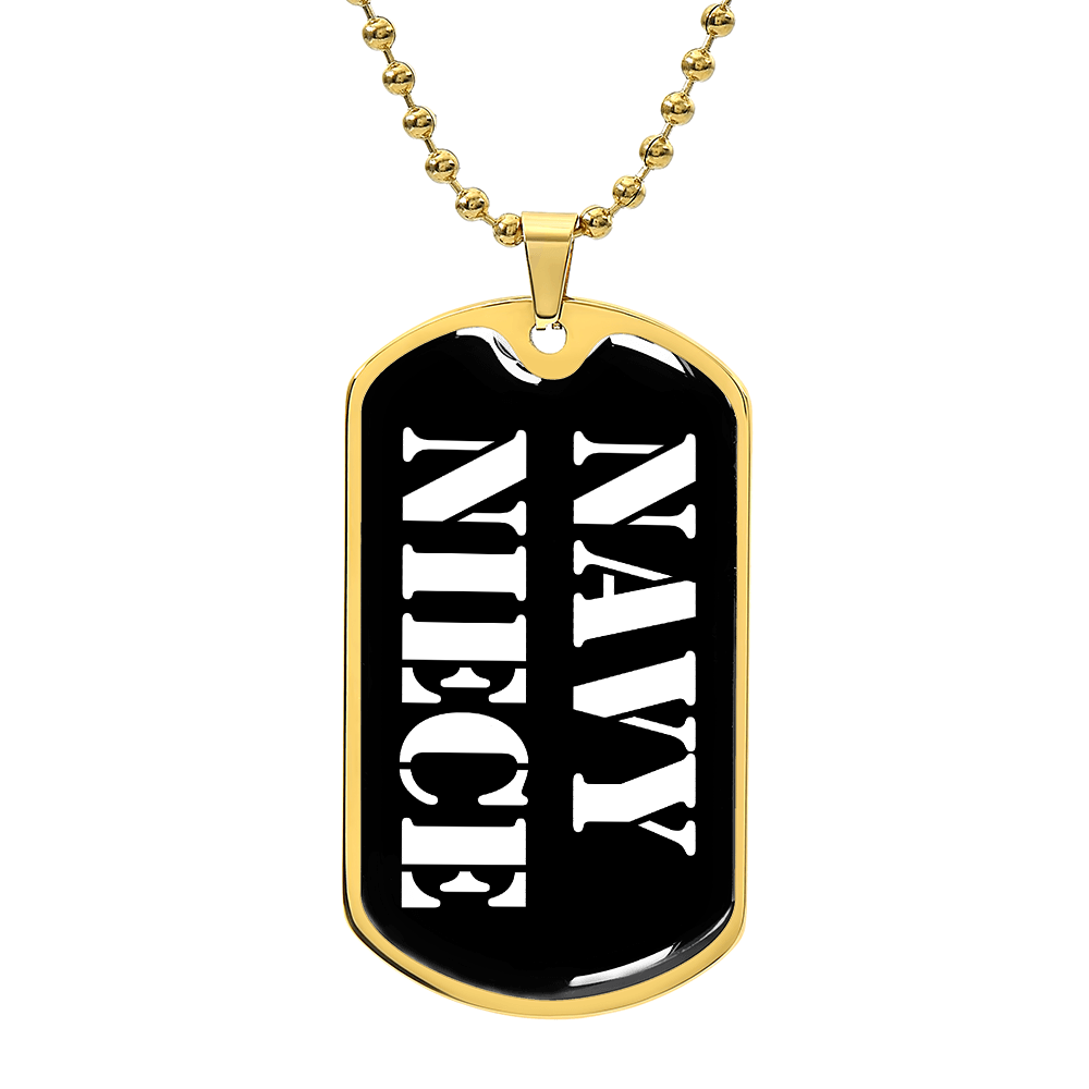 Navy Niece v3 - 18k Gold Finished Luxury Dog Tag Necklace