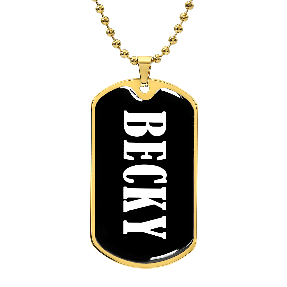 Becky v01w - 18k Gold Finished Luxury Dog Tag Necklace