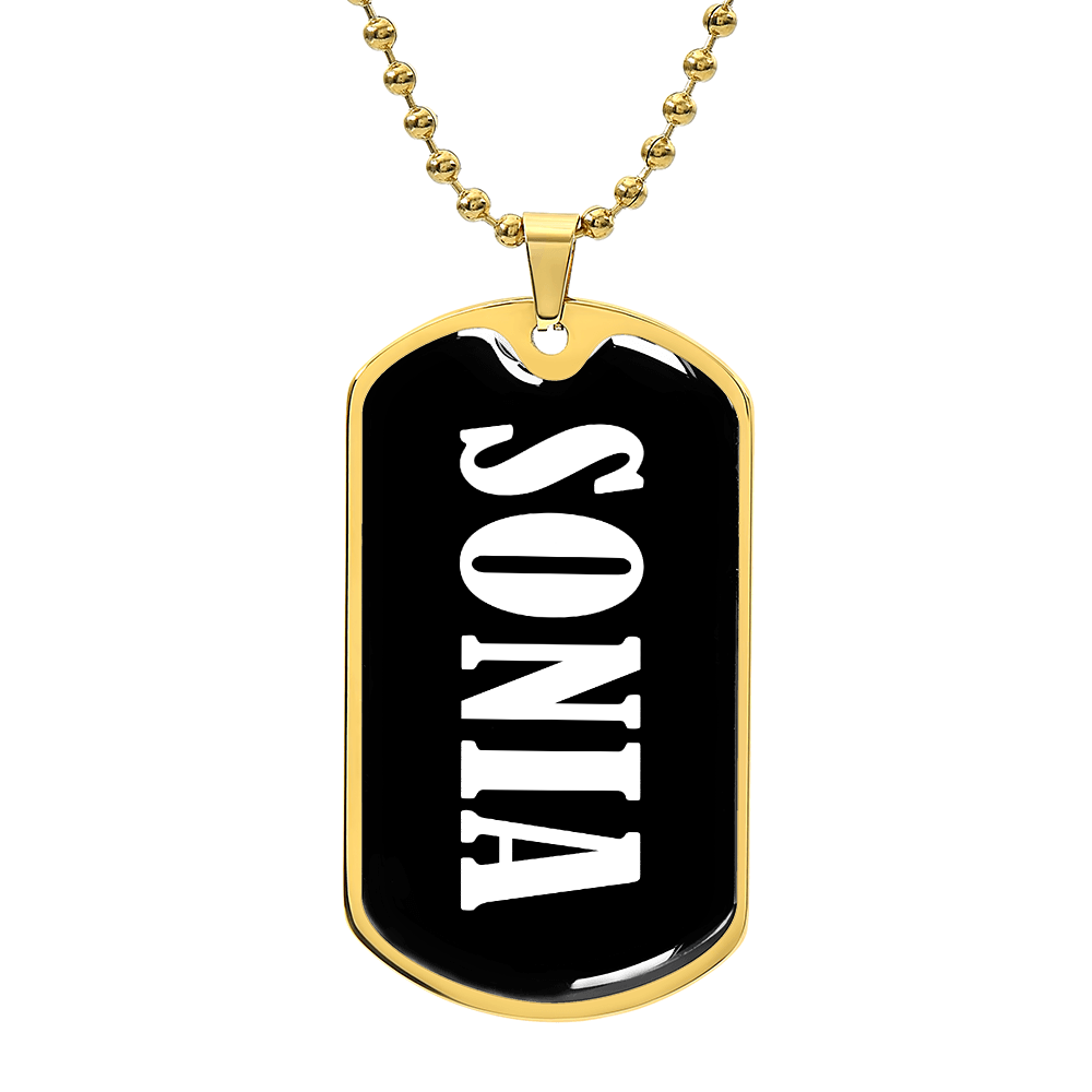 Sonia v01w - 18k Gold Finished Luxury Dog Tag Necklace