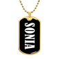 Sonia v01w - 18k Gold Finished Luxury Dog Tag Necklace