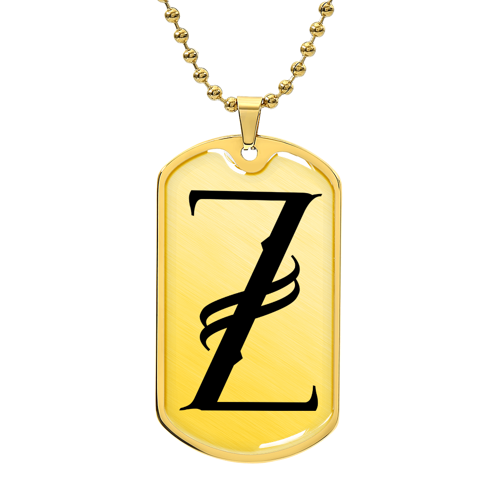 Initial Z v001-31 - 18k Gold Finished Luxury Dog Tag Necklace