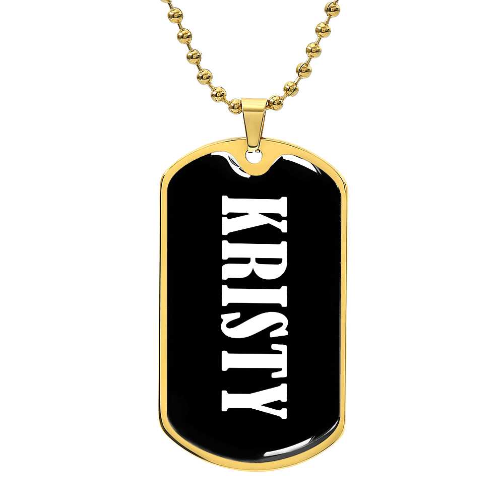 Kristy v01w - 18k Gold Finished Luxury Dog Tag Necklace