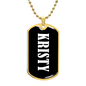 Kristy v01w - 18k Gold Finished Luxury Dog Tag Necklace