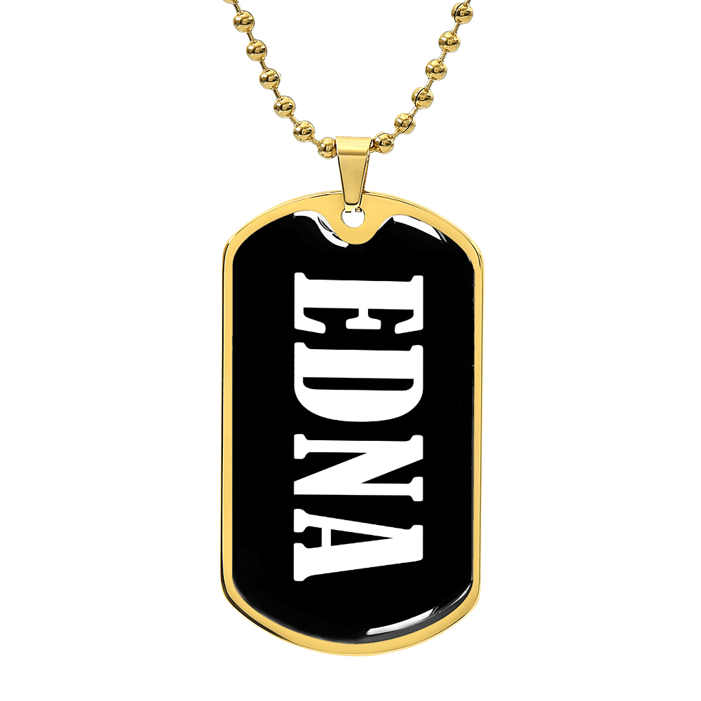 Edna v01w - 18k Gold Finished Luxury Dog Tag Necklace
