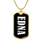 Edna v01w - 18k Gold Finished Luxury Dog Tag Necklace