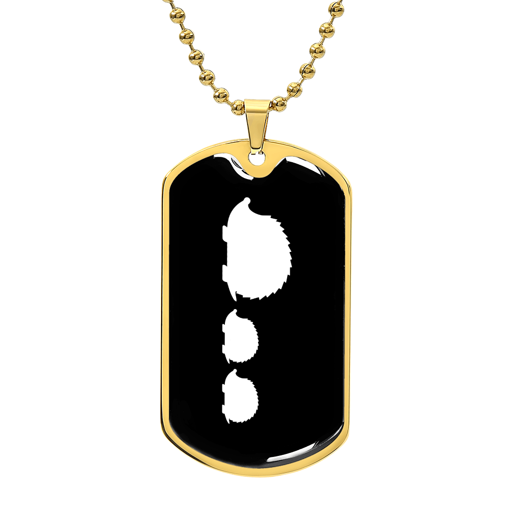 Mama Hedgehog With 2 Hoglets v3 - 18k Gold Finished Luxury Dog Tag Necklace