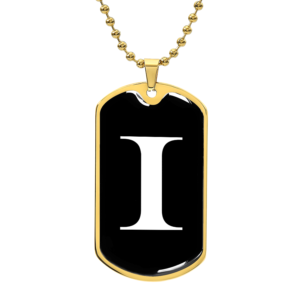 Initial I v3a - 18k Gold Finished Luxury Dog Tag Necklace