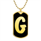 Initial G v2b - 18k Gold Finished Luxury Dog Tag Necklace