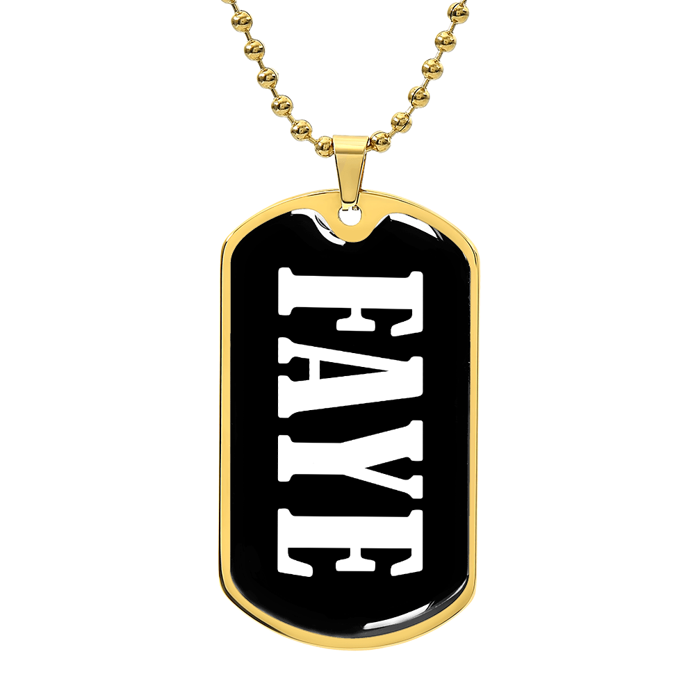 Faye v01w - 18k Gold Finished Luxury Dog Tag Necklace