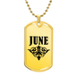 June v01a - 18k Gold Finished Luxury Dog Tag Necklace