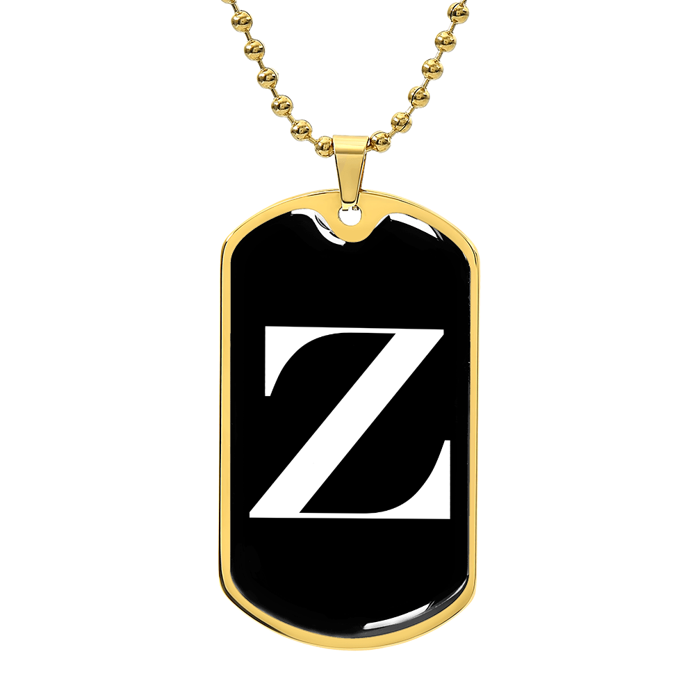 Initial Z v3a - 18k Gold Finished Luxury Dog Tag Necklace
