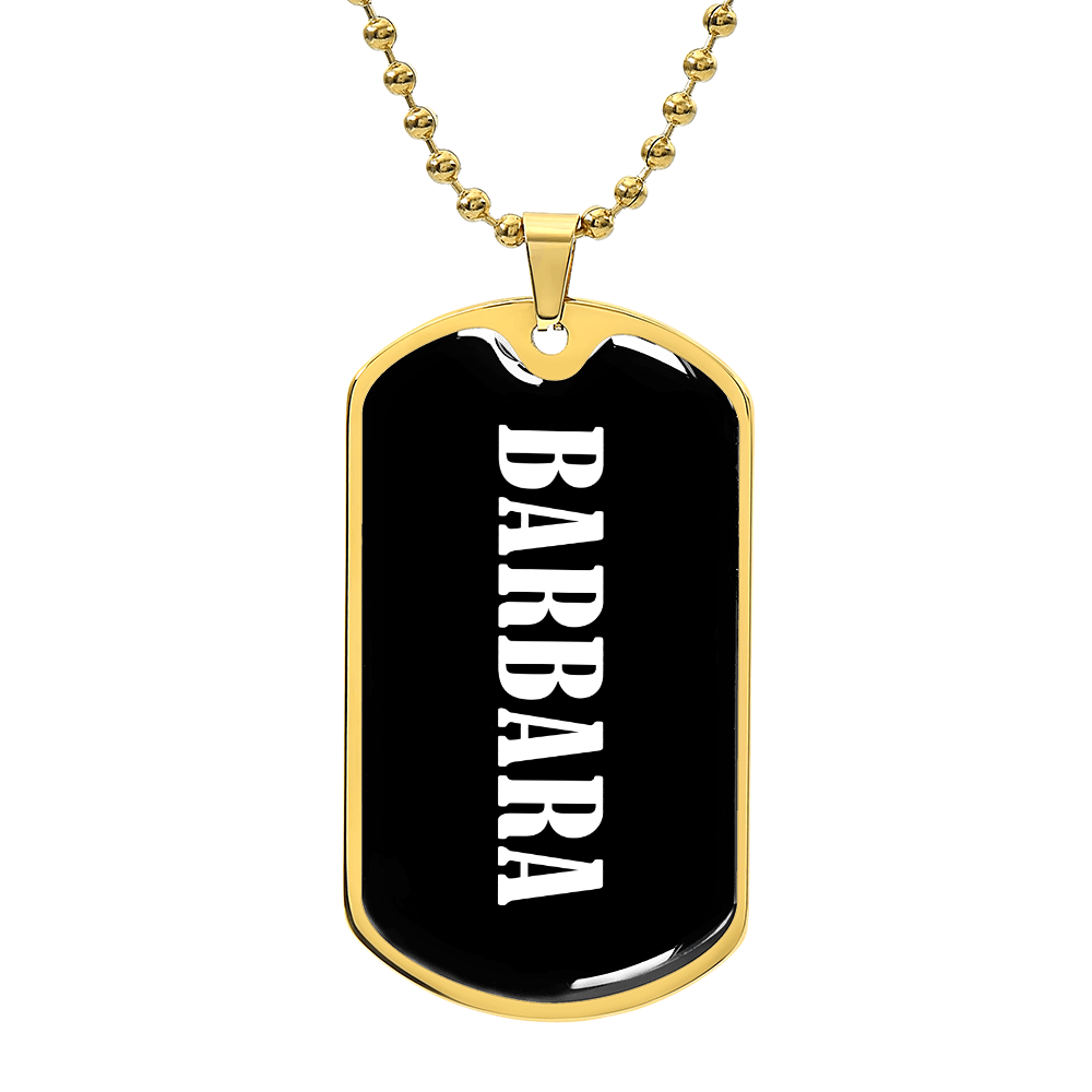 Barbara v01w - 18k Gold Finished Luxury Dog Tag Necklace