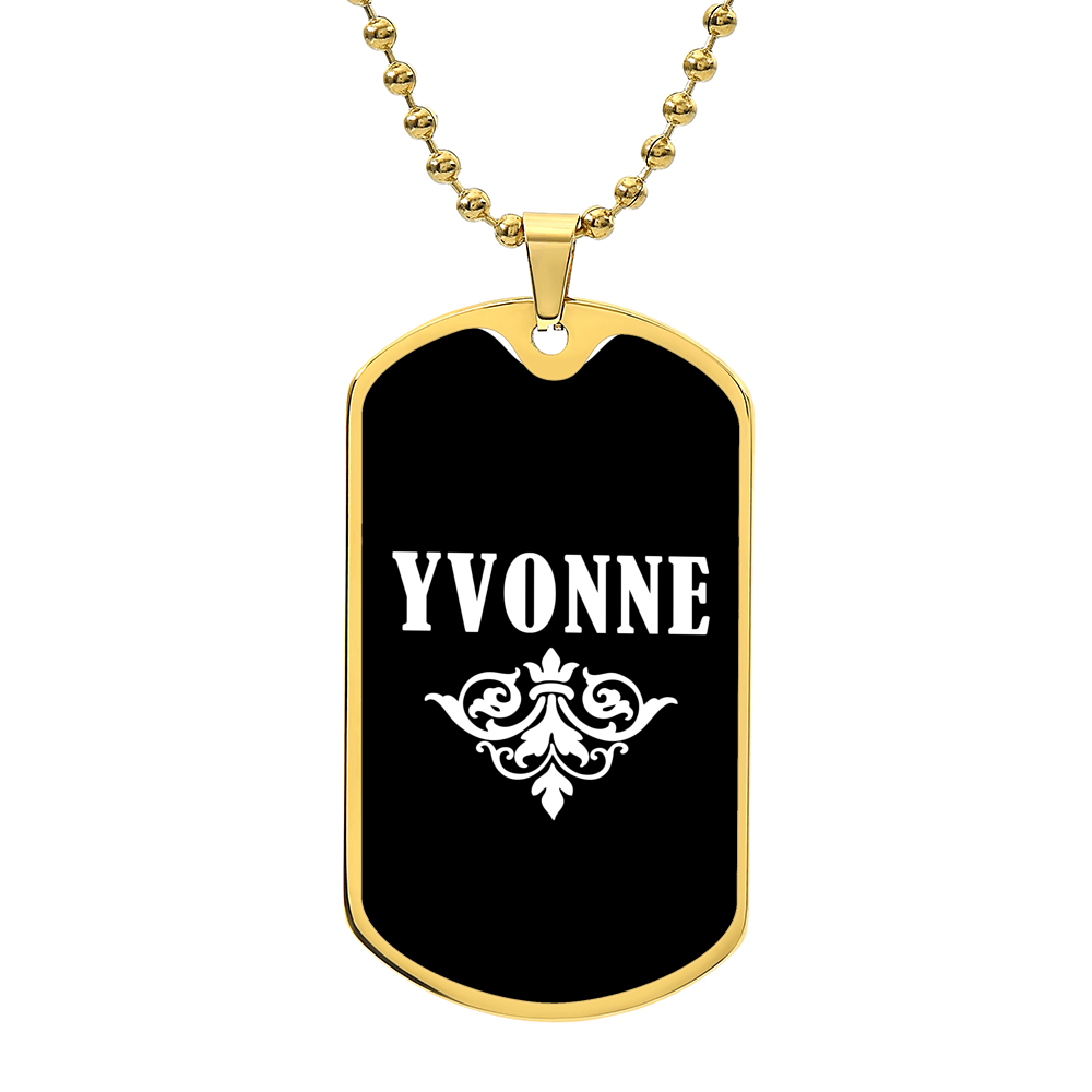 Yvonne v03a - 18k Gold Finished Luxury Dog Tag Necklace