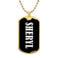 Sheryl v01w - 18k Gold Finished Luxury Dog Tag Necklace
