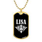 Lisa v03a - 18k Gold Finished Luxury Dog Tag Necklace