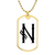 Initial N v001-34 - 18k Gold Finished Luxury Dog Tag Necklace