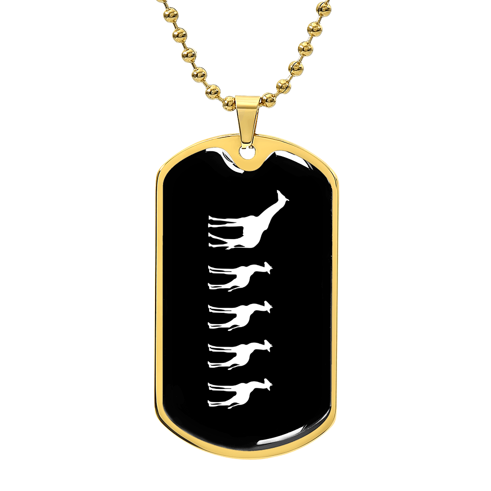 Mama Giraffe With 4 Calves v3 - 18k Gold Finished Luxury Dog Tag Necklace