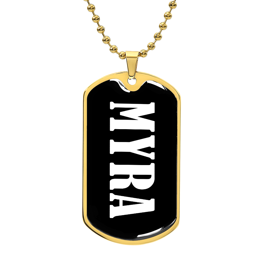 Myra v01w - 18k Gold Finished Luxury Dog Tag Necklace