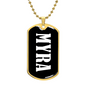 Myra v01w - 18k Gold Finished Luxury Dog Tag Necklace