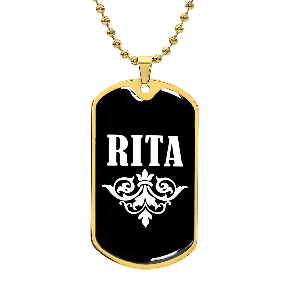 Rita v03a - 18k Gold Finished Luxury Dog Tag Necklace