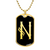 Initial N v001-32 - 18k Gold Finished Luxury Dog Tag Necklace