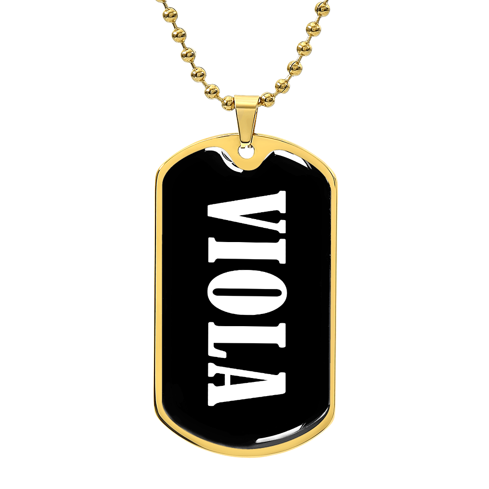 Viola v01w - 18k Gold Finished Luxury Dog Tag Necklace