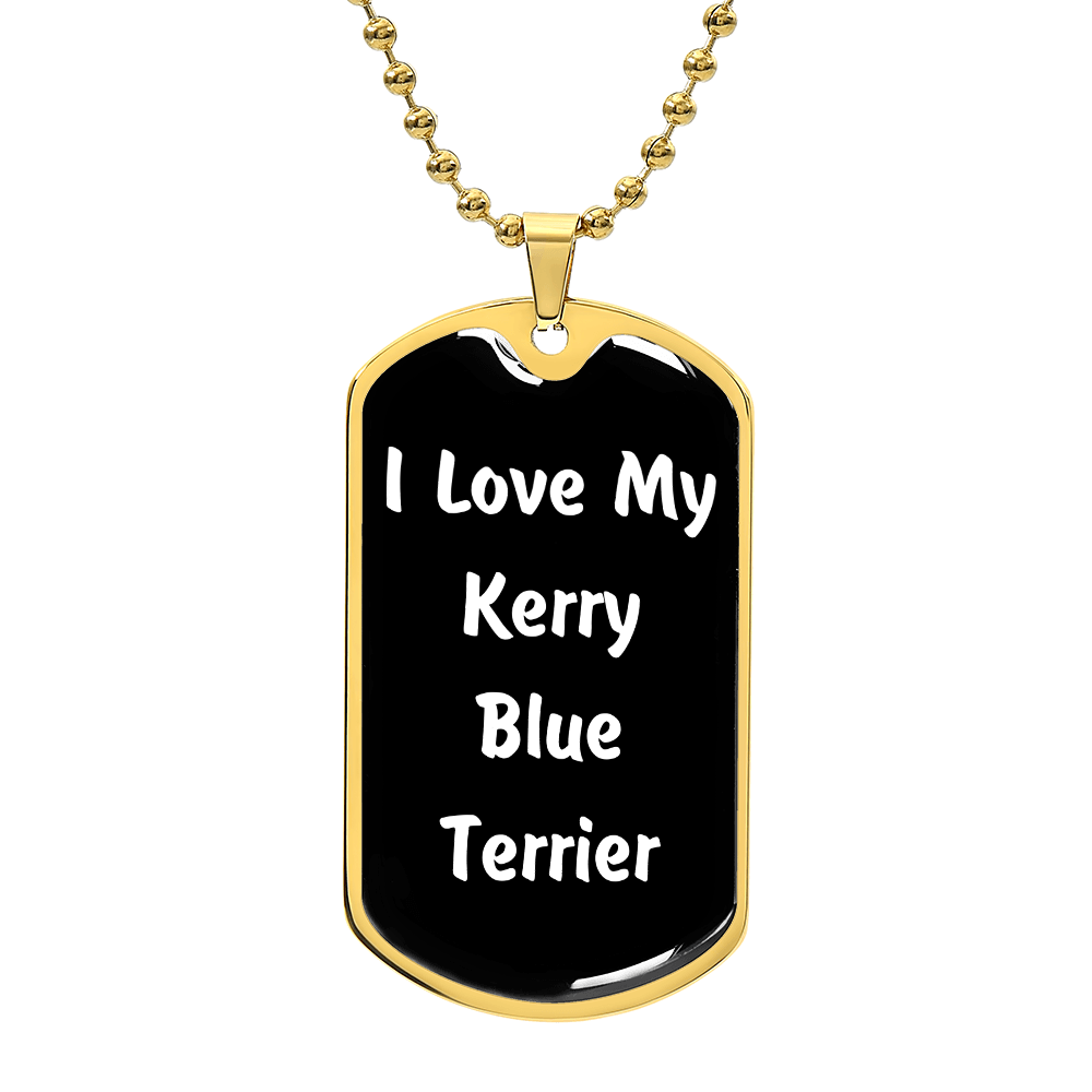 Love My Kerry Blue Terrier v6 - 18k Gold Finished Luxury Dog Tag Necklace