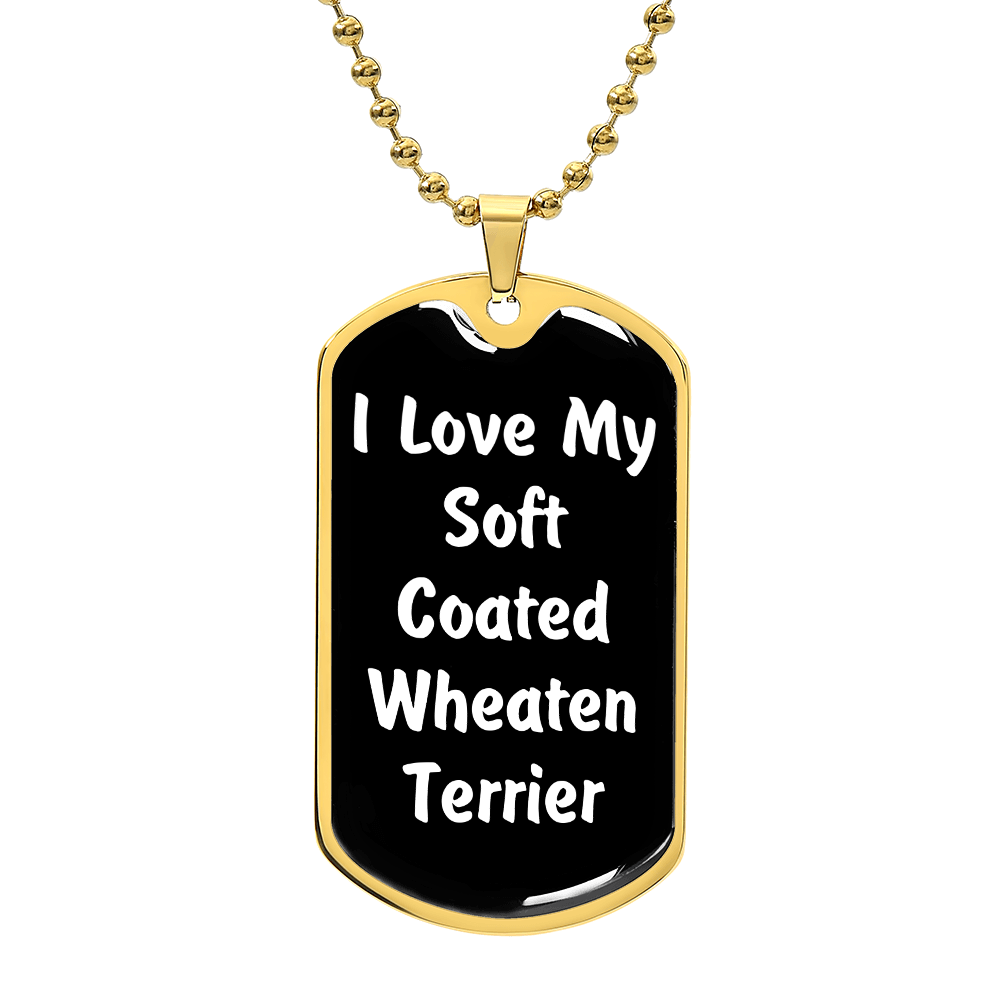 Love My Soft Coated Wheaten Terrier v6 - 18k Gold Finished Luxury Dog Tag Necklace