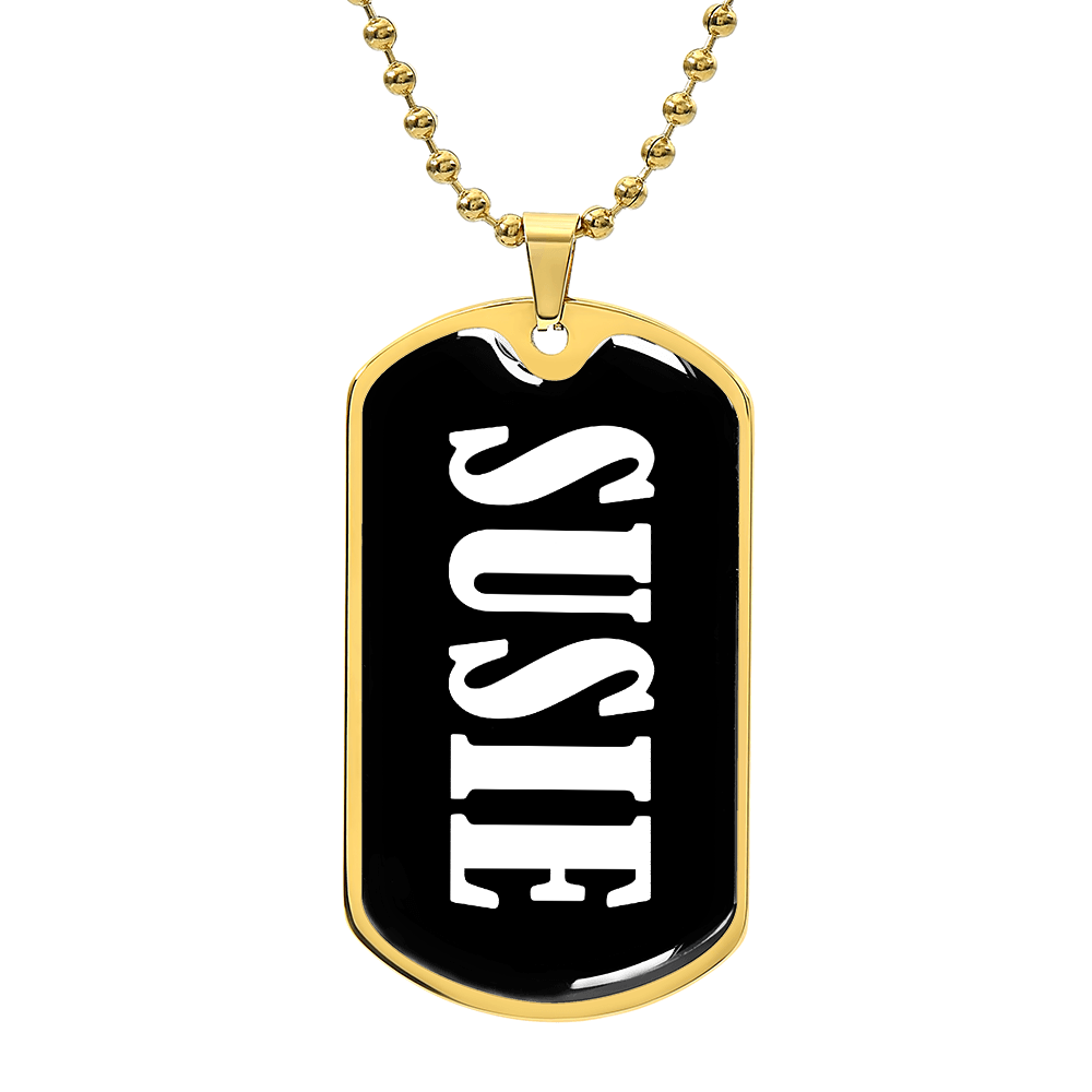 Susie v01w - 18k Gold Finished Luxury Dog Tag Necklace