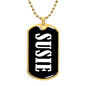 Susie v01w - 18k Gold Finished Luxury Dog Tag Necklace