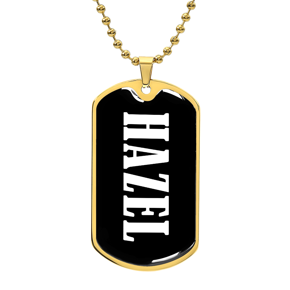 Hazel v01w - 18k Gold Finished Luxury Dog Tag Necklace