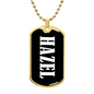 Hazel v01w - 18k Gold Finished Luxury Dog Tag Necklace